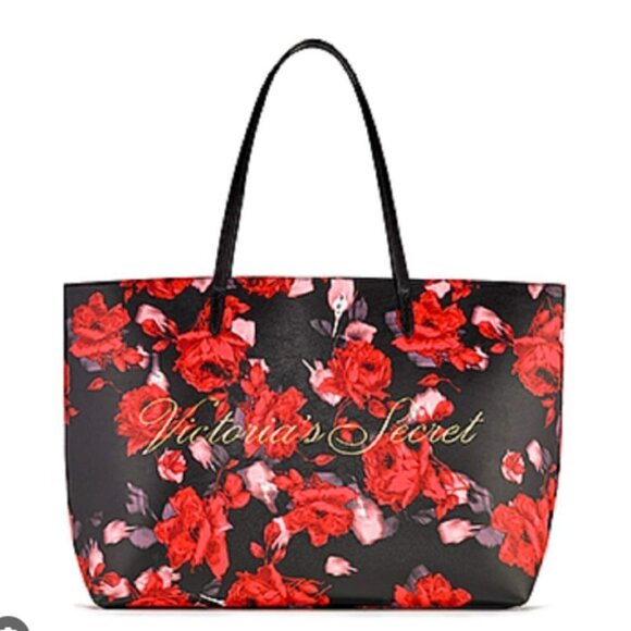 NWOT Victoria's Secret 2019 Limited Edition Rose on Black Tote - Picture 2 of 8